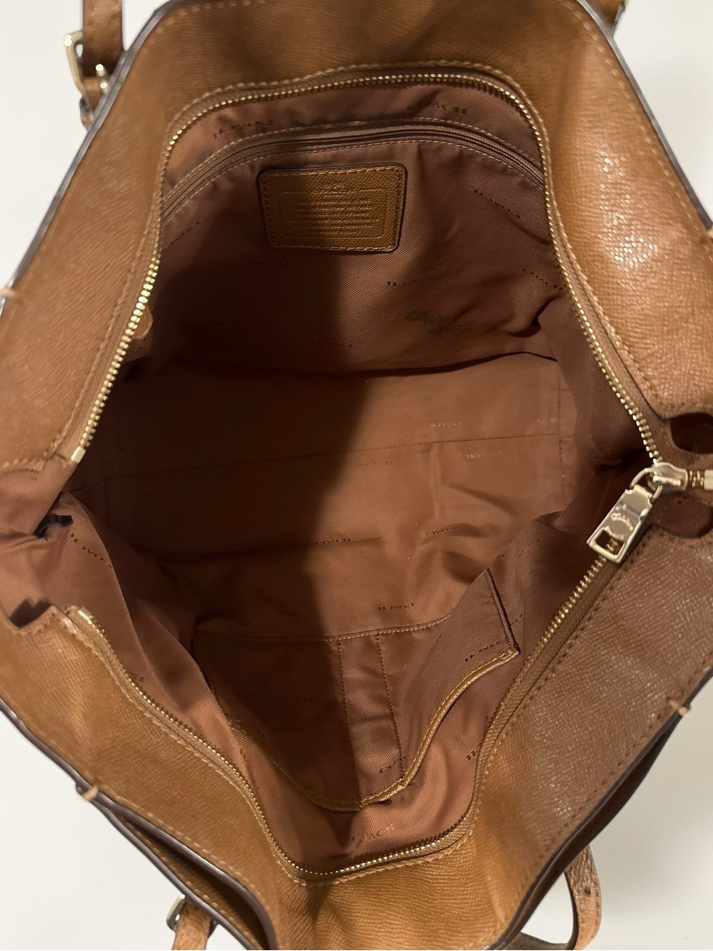 COACH Turnlock Crossgrain Leather Tote Bag Brown Carryall Dust Bag 57443 - Picture 14 of 17
